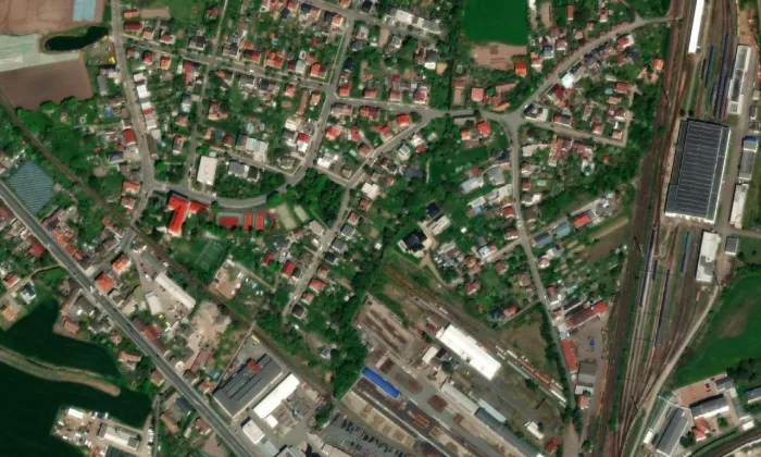 Park Mistra Jana Husa – letecký pohled