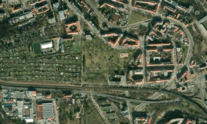 Park Pod Korábem – letecký pohled