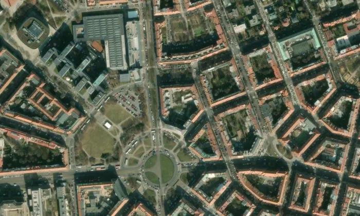 Park v ulici Rooseveltova – letecký pohled