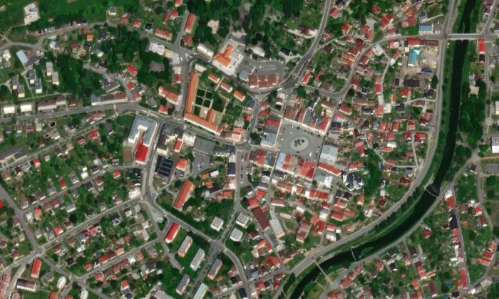 Piaristická zahrada – letecký pohled