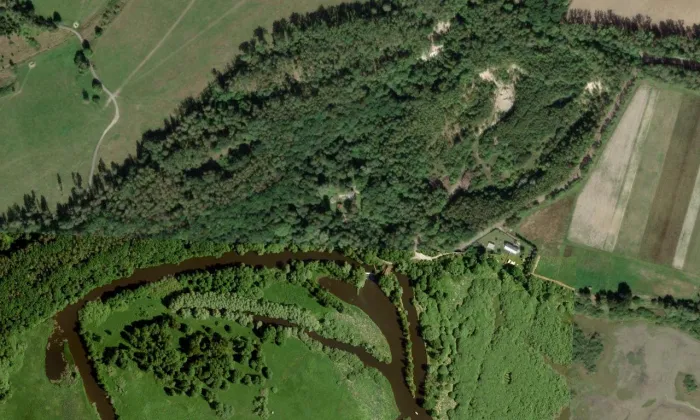 Pomezná – letecký pohled