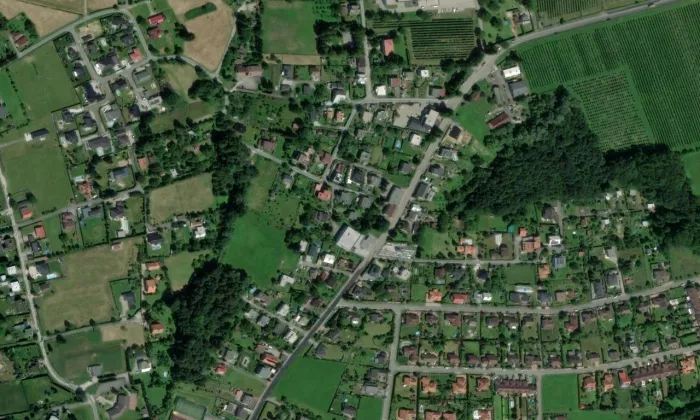 Pomník Životické tragédie – letecký pohled