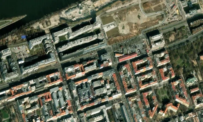 Rohanské nábřeží – letecký pohled