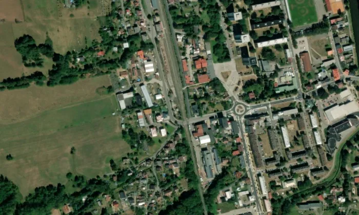 sbor Dr. Karla Farského (Podmoklice) – letecký pohled