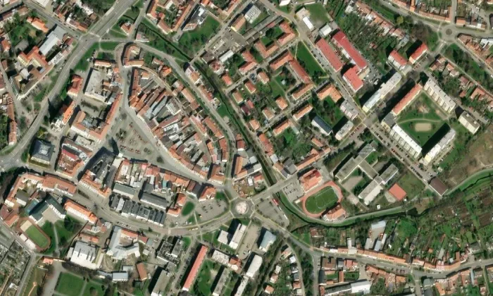 sbor Dr. Karla Farského (Vyškov-Město) – letecký pohled