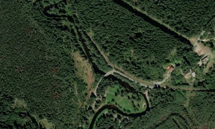 Soumarský most – letecký pohled