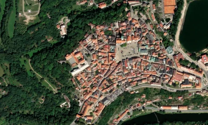 Stará radnice v Táboře – letecký pohled