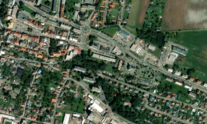 Starý zámek Kostelec nad Orlicí – letecký pohled
