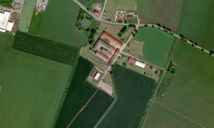 statek Ostrov – letecký pohled