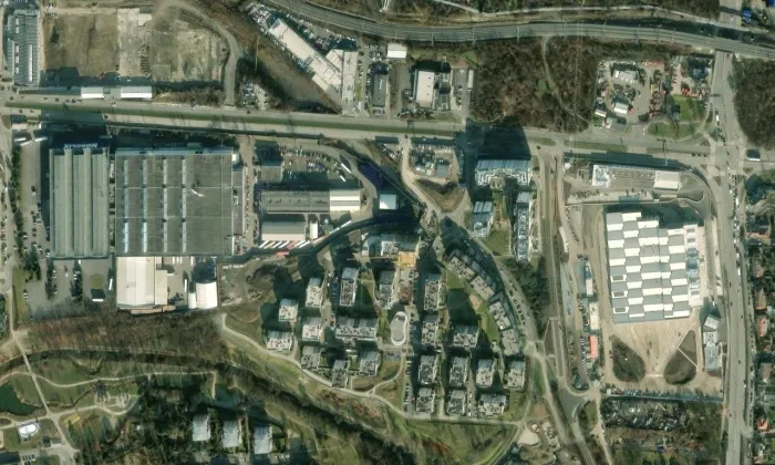 Suomi Hloubětín – letecký pohled