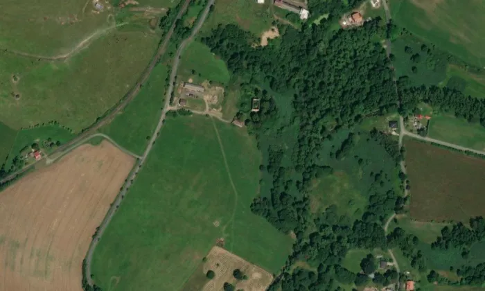 tvrz Tlustec – letecký pohled