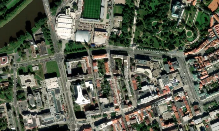 Tyršovy sady (Pardubice) – letecký pohled