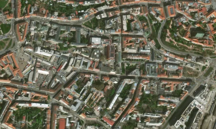V Jirchářích (Staré Brno) – letecký pohled