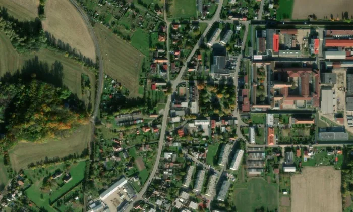 Valdická kartouza – letecký pohled