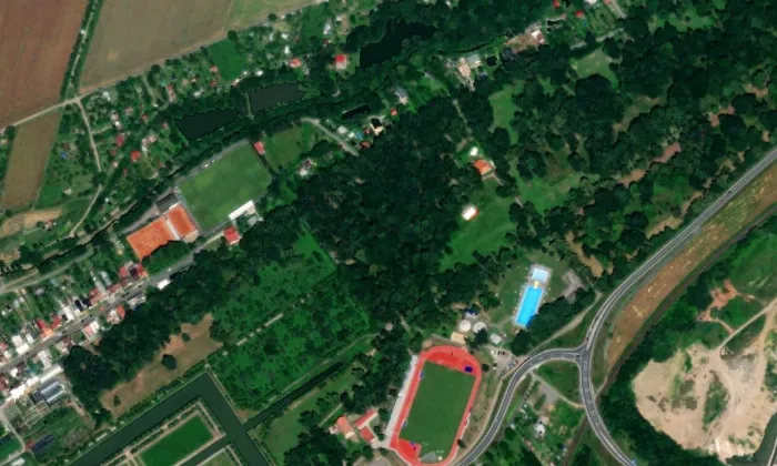 Zámecký park v Holešově – letecký pohled