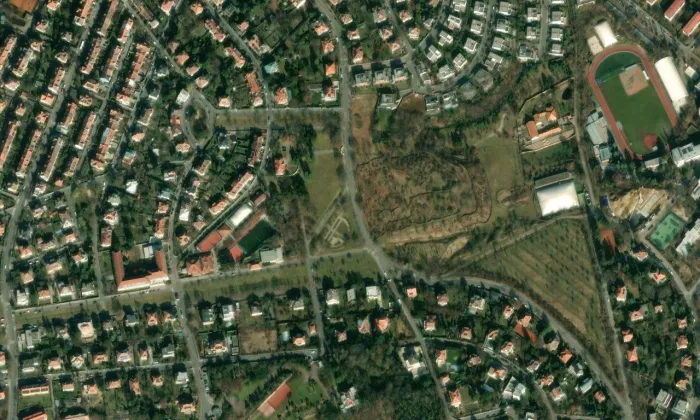 zámek Hanspaulka – letecký pohled
