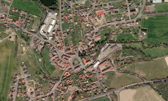 Zámek Kosova Hora – letecký pohled