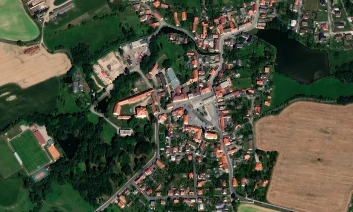 zámek Prčice – letecký pohled