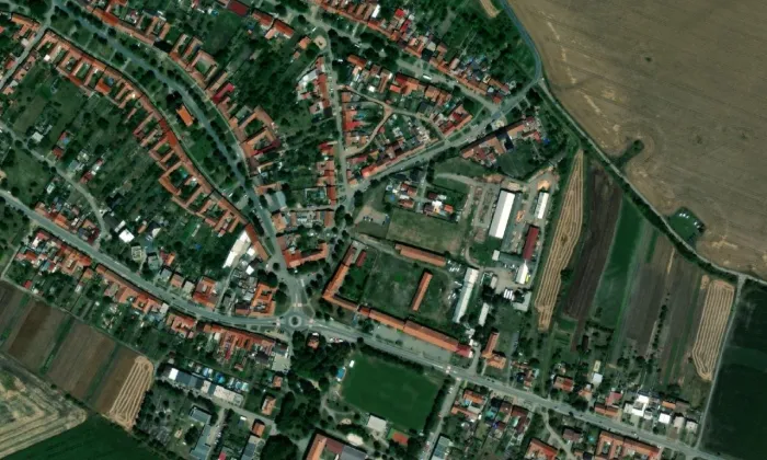 Zámek Těšany – letecký pohled
