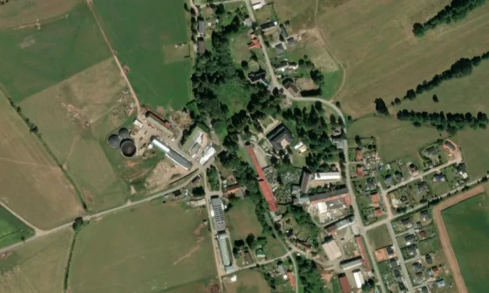 Zámek Vlčice – letecký pohled