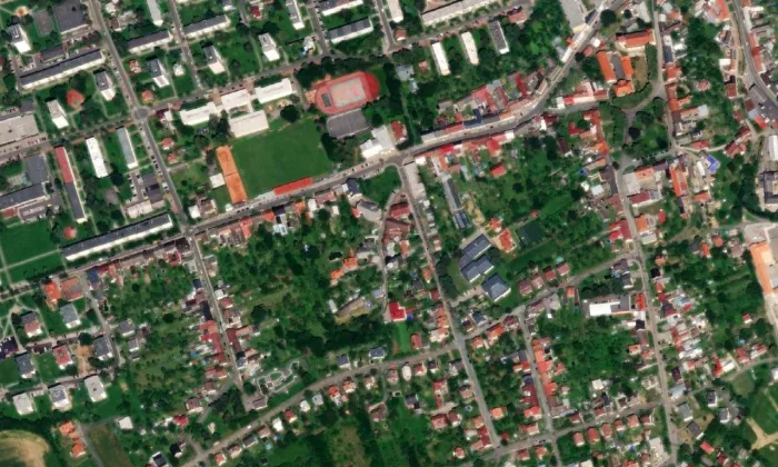 Zaniklá kaple svaté Rosálie – letecký pohled