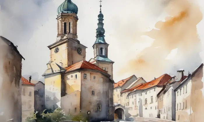 Černínská 12 – akvarel