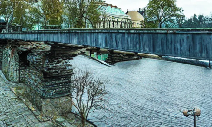 Černošická lávka – noc