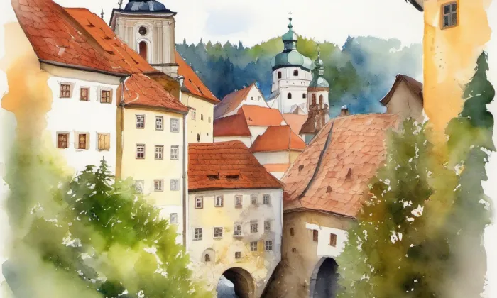 Český Krumlov – akvarel