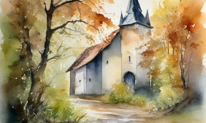 baptistická modlitebna ve Vikýřovicích – akvarel