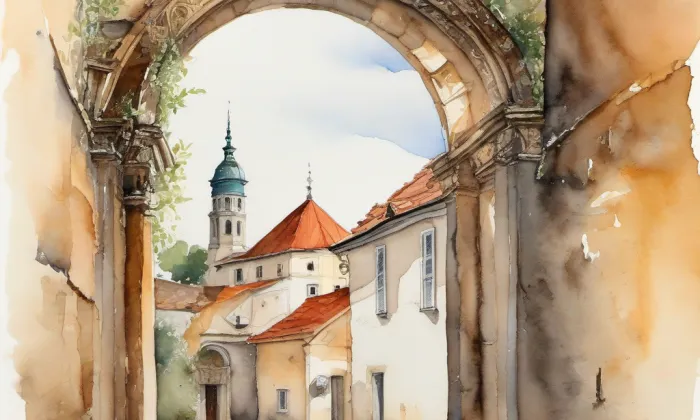 Beseda v Táboře – akvarel