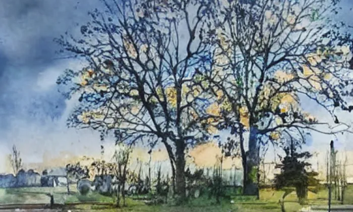 Boží muka – akvarel