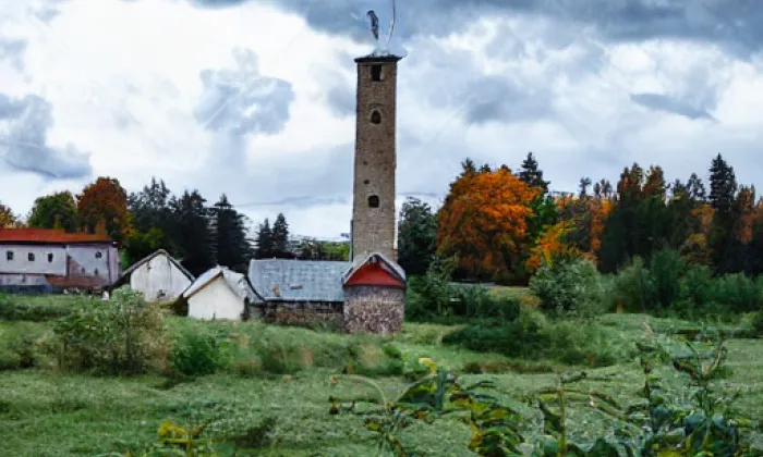 Boží muka na návsi – autumn