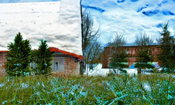 Boží muka na návsi – winter