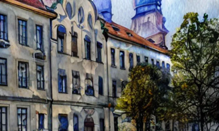 Budova Gymnázia Benešov, Husova 470 – akvarel