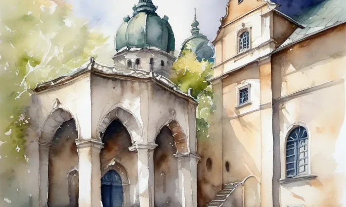 Císařský palác na Karlštejně – akvarel