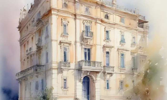 Desfourský palác – akvarel