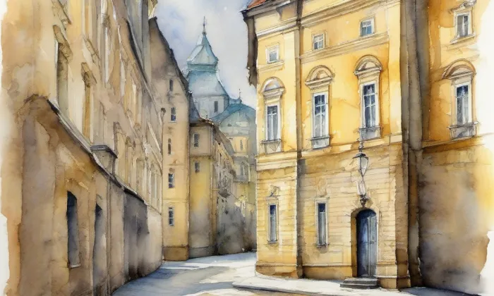 Deymovský palác v Praze – akvarel
