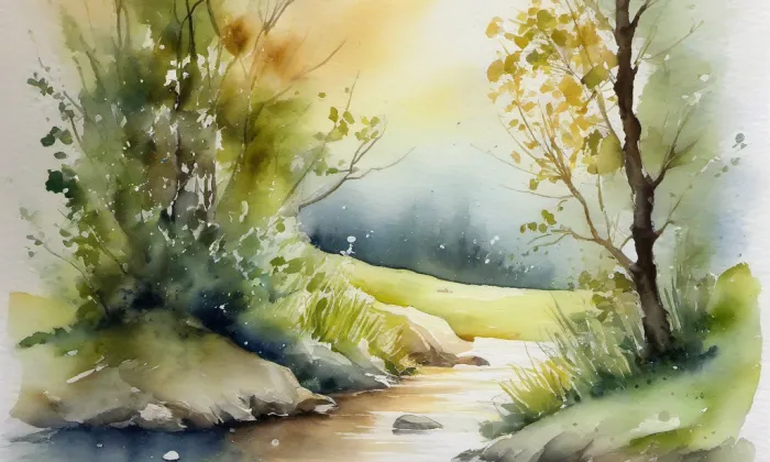 Dolní hřbitov – akvarel