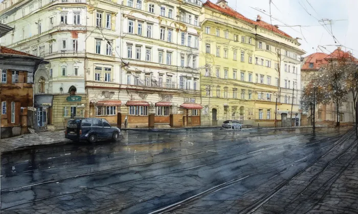Dolní Nové Město – akvarel