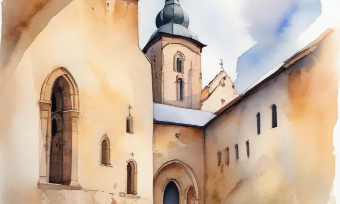 Dominikánský klášter v Chebu – akvarel