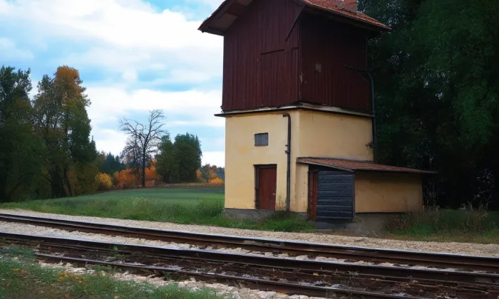 Drážní věžový vodojem – autumn
