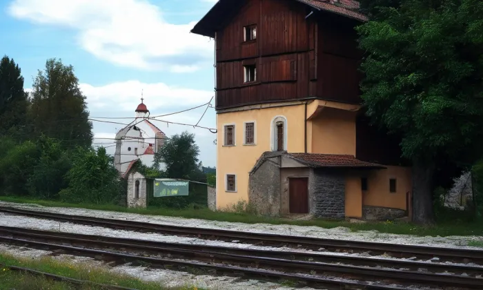 Drážní věžový vodojem – noc