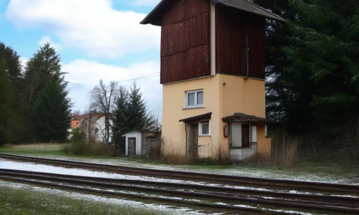 Drážní věžový vodojem – winter