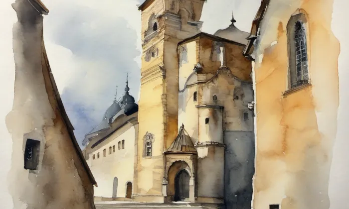Dreherův pivovar – akvarel