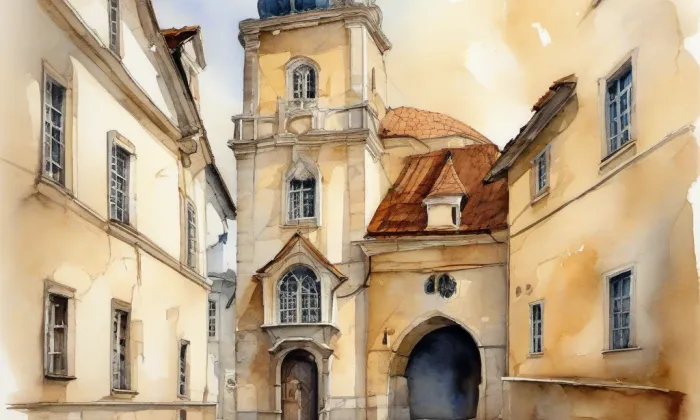 Dvůr Bulovka – akvarel