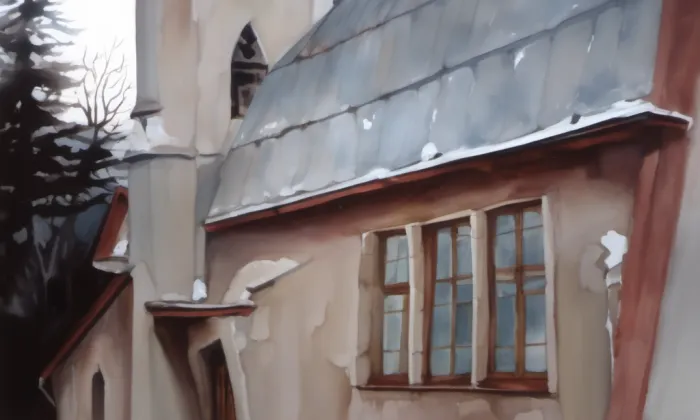 Evangelická kaple ve Stříteži – akvarel