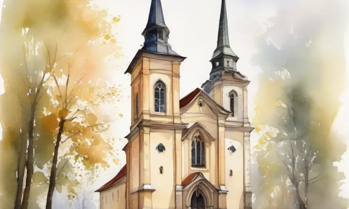 Evangelický kostel (Lysá nad Labem) – akvarel