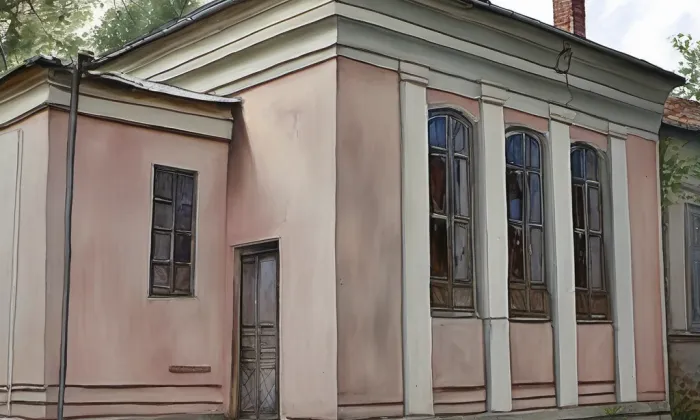 evangelický kostel v Blažkově – akvarel