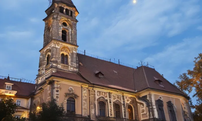 evangelický kostel v Děčíně – noc