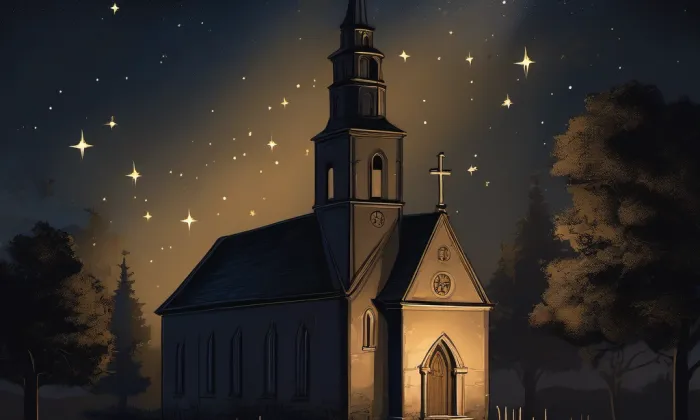 evangelický kostel v Mělnickém Vtelně – noc